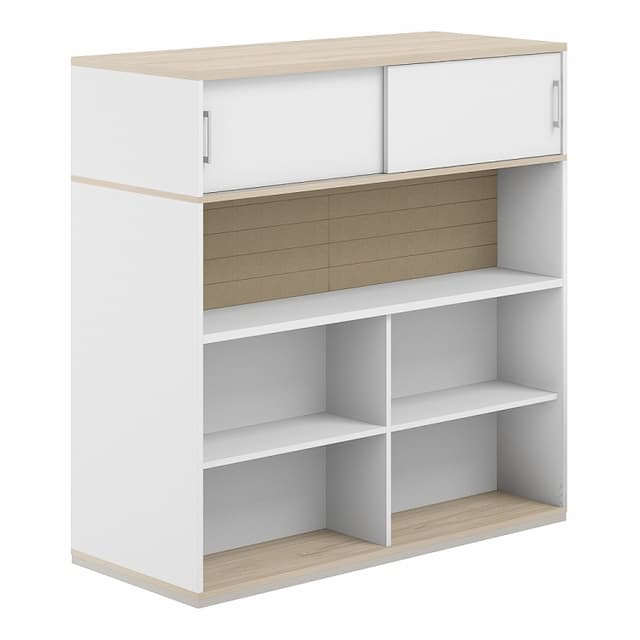 Стеллаж-комбо 1638 двухсторонний Norden Allegro AG.256.330.666.BG с антресолью и с экраном тканевым высоким