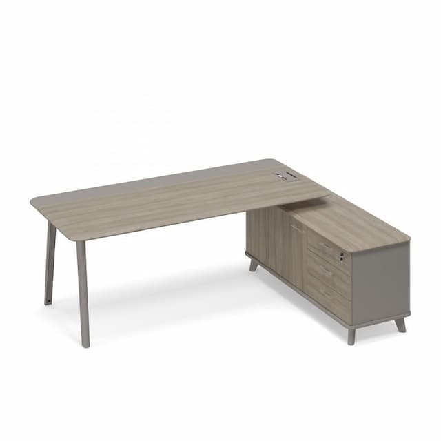 Стол комбинированный на опорной тумбе правый (тип 1) Юнитекс ТМ М1 104 МП ВЛ/МП ВЛ мокко премиум (корпус) / вяз либерти (столешница, топ, фасад)