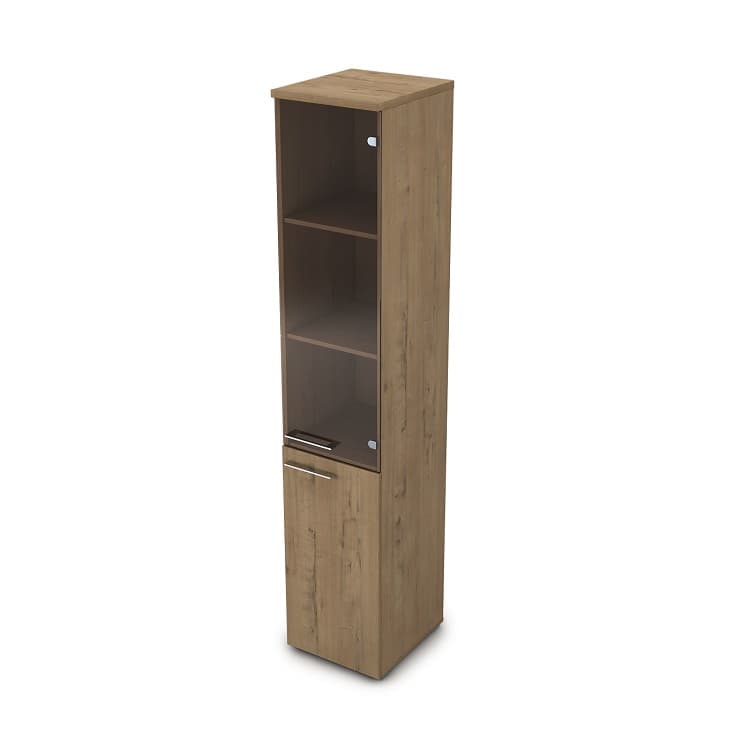 Шкаф пенал АЛСАВ Gloss line 9НП.005.12 teakwood/металл глянец