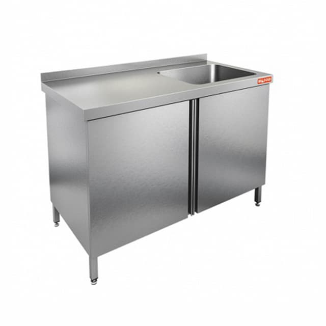 Стол нержавеющий с распашными дверцами и моечной ванной Hicold НСЗ1М-16/6БП