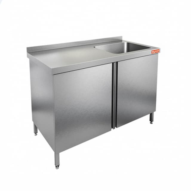 Стол производственный с распашными дверцами и моечной ванной Hicold НСЗ1М-16/7БП